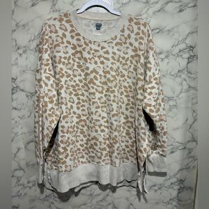 Aerie Cream and Brown Leopard Print Sweater